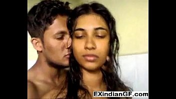 Indian GF gives a blowjob in the shower