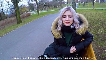 Cute teen swallows hot cum for cash - extreme public blowjob by Eva Elfie
